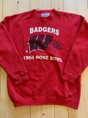 Vintage 90s Wisconsin Badgers 1994 Rose Bowl College University Sweatshirt L